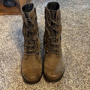 Sorel Olive Brown Lace-Up Women's Hiking Boots